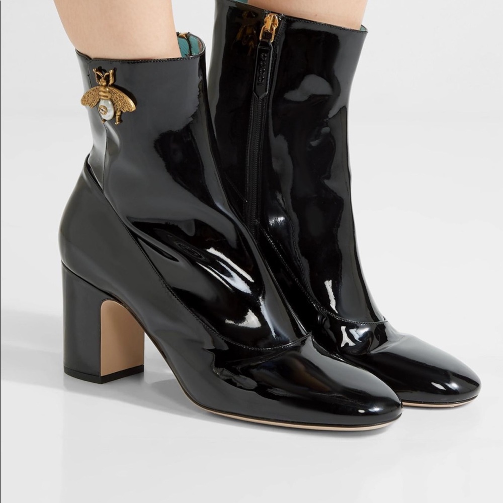 Gucci Lois Patent Leather Bee Bootie